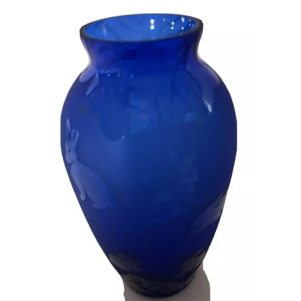 Vase Cobalt Blue Rabbit Arthur Court Design 6 inches